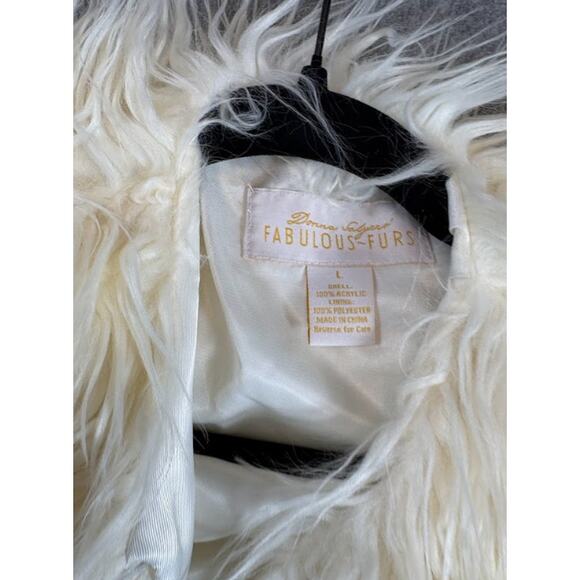 Donna Salyers Fabulous Furs Shaggy Jacket Womens L Ivory Crop Bolero Glam Boho - Picture 5 of 7